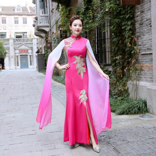 Women China Chinese dresses singers host performance Cheongsam dresses performance etiquette show cheongsam dress