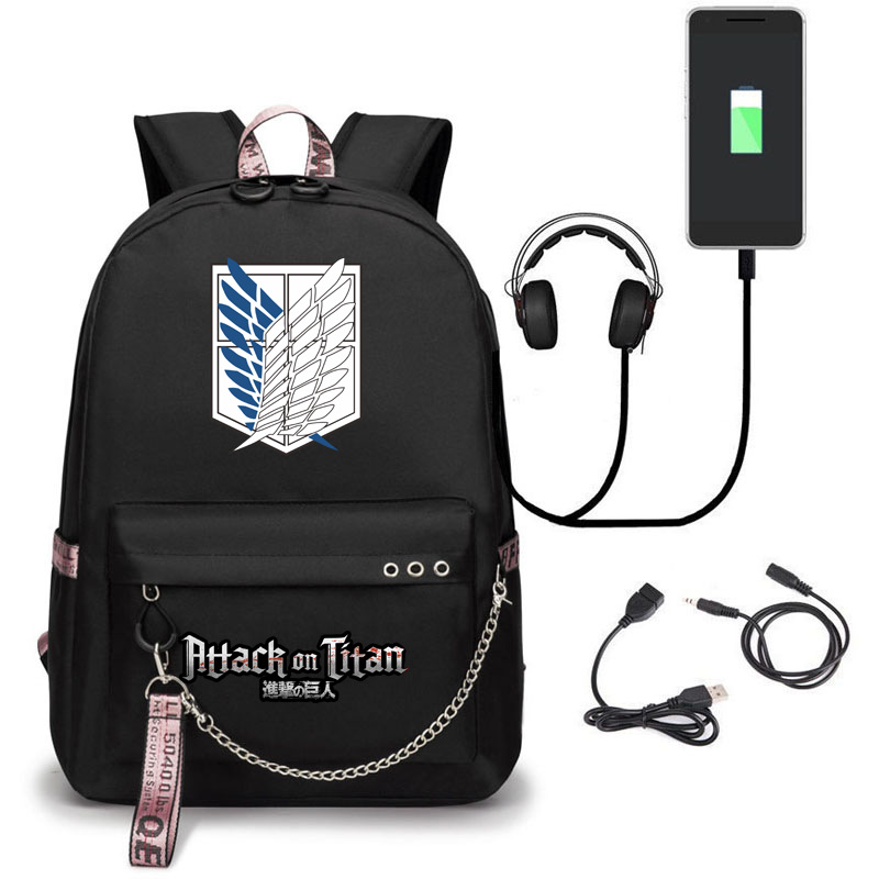 Attack On Titan Backpack USB Charging Sc...