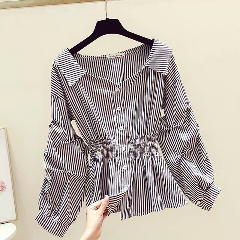 Dameskleding V-hals Top Dames Wit Shirt Pofmouwen_voghion.com