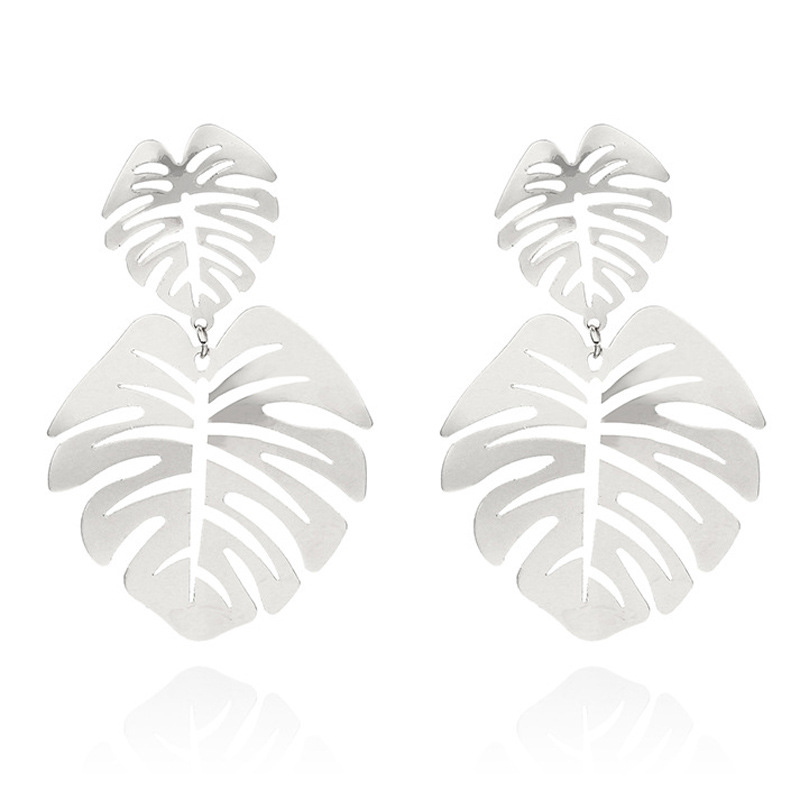 Nihaojewelry Simple Fashion Double Leaf Earrings Wholesale Jewelry display picture 7