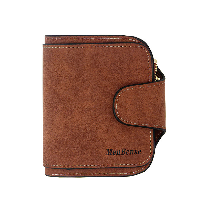 Nueva cartera corta de las mujeres del color del caramelo de gran capacidad retro mate Cartera de cuero