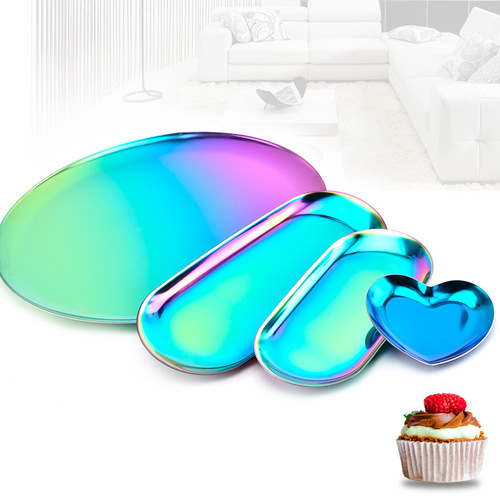 European metal tray gold simple stainless steel storage tray decorative ornaments creative furnishings home accessories