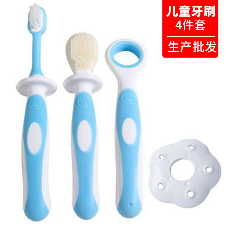 Детские молочные зубы тренировочный костюм зубной щетки скребок для языка двусторонняя щетка для укуса Силиконовая зубная щетка с мягкой щетиной оптом