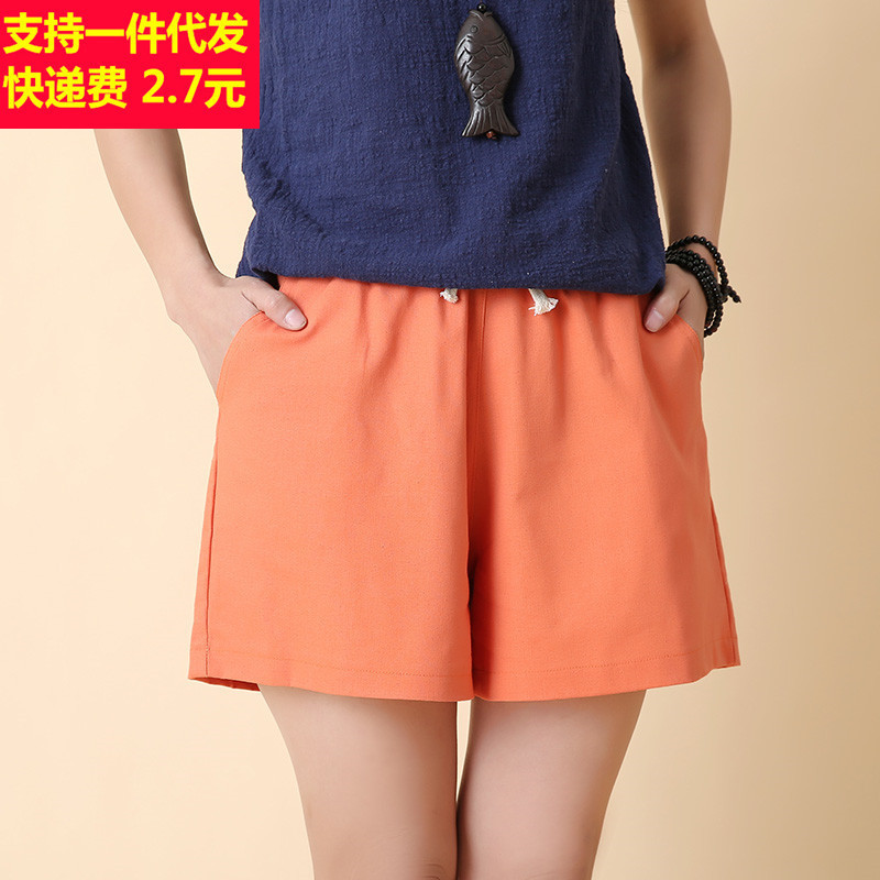 Summer New Loose Linen Cotton Shorts Women's Artistic Casual Large Size Wide Leg Pants All-match Factory Direct Supply