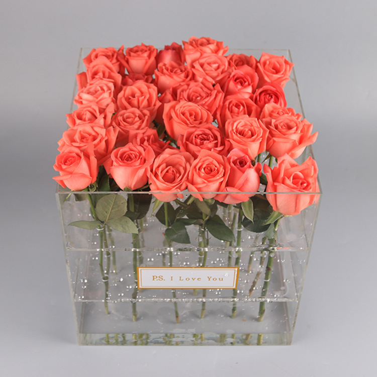 定制立方体水晶透明亚克力花盒花店展示架9槽