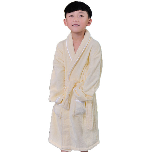 Children's bathrobe pure cotton towel material boys and girls nightgown cotton swimming bathing bathrobe thick winter cartoon one-piece pajamas