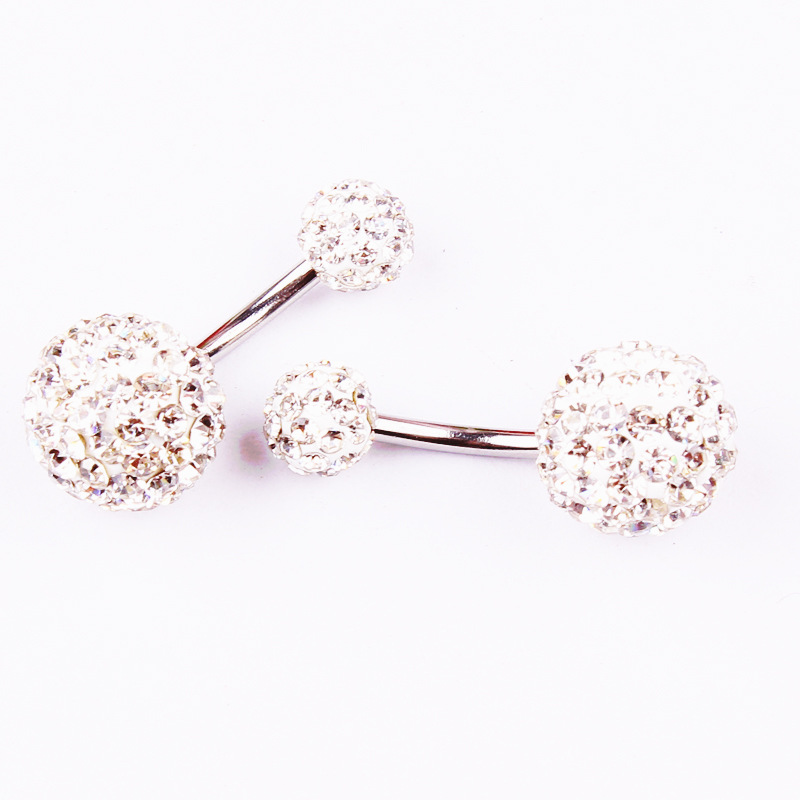 Multi-Color Shambhala Czech Diamond Ball Navel Ring 316L Surgical Steel Belly Button Piercing Jewelry 6/10MM detail image 11