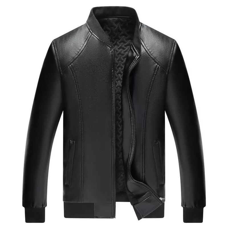 廠家貨源中老年棒球領男士皮夾克外套春秋季批發壹件代發跑江湖