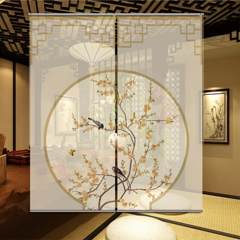 新中式卷帘窗帘禅意复古酒店办公室古典茶室客厅隔断装饰艺术挂屏-阿里巴巴