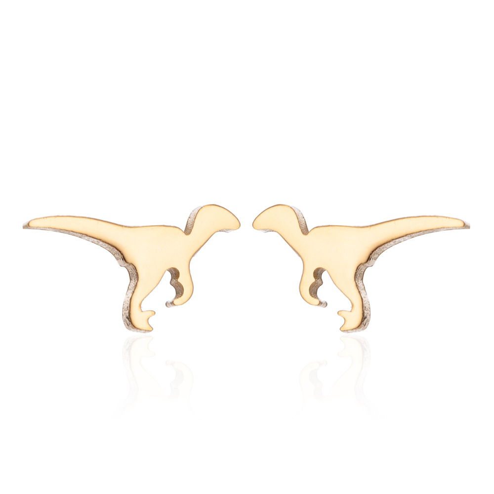 5g Weight Earrings Event & Party Supplies PVD Coated 18K Gold Real Gold Plated Dinosaur 304 Stainless Steel Simple Style Waterproof Non Tarnish Ear Studs