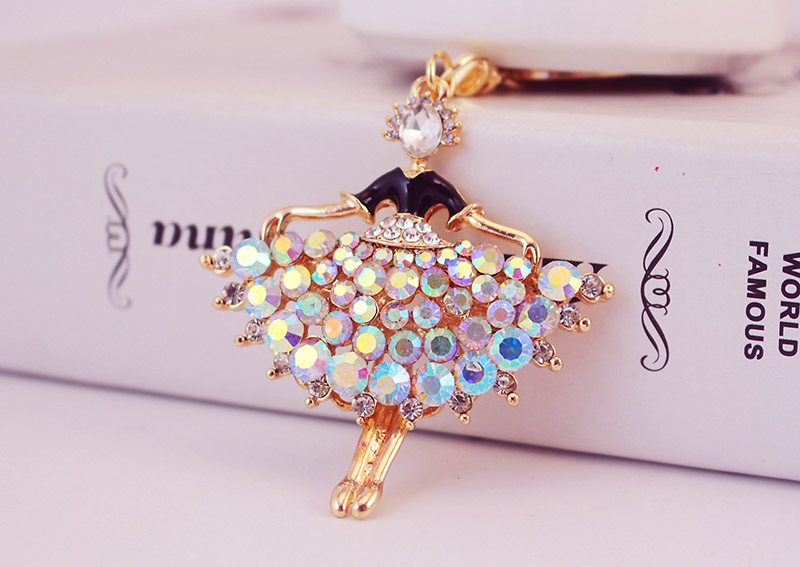 39g Weight Alloy, Metal Material Angel Pattern Unisex Gender Lake Blue, White, Red Color Ballet Girl Metal Pendant Keychain 3