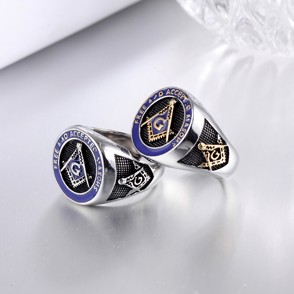 Letter Pattern Men'S Gender Retro Letter Titanium Steel Polishing 18K Gold Plated Men'S Rings Men Signet Rings