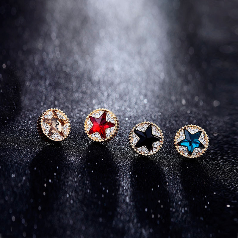 Korean Edition Simplicity Versatile Five-pointed star Diamond collar shirt Brooch Retro suit Brooch star Blood Brothers Pin buckle