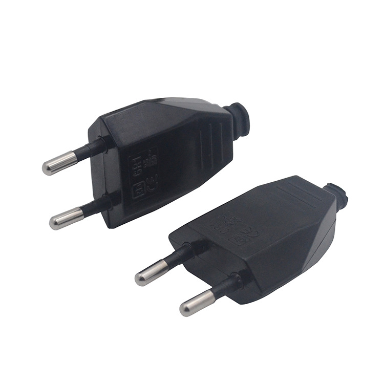 厂家现货供小欧规4.0插脚 欧标电源防漏电插头 接线德标插头2.5A