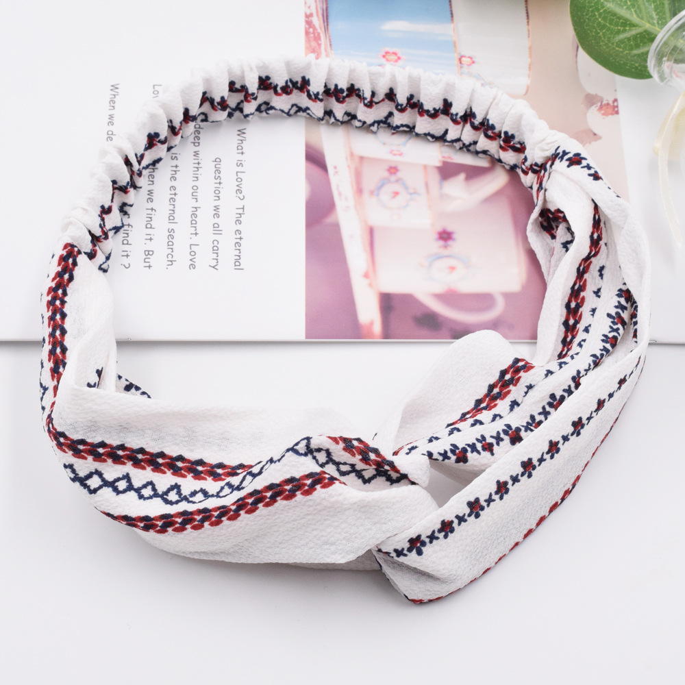 Simple  Striped Cross  Retro Check Ladies Elastic Headband Wholesale display picture 31