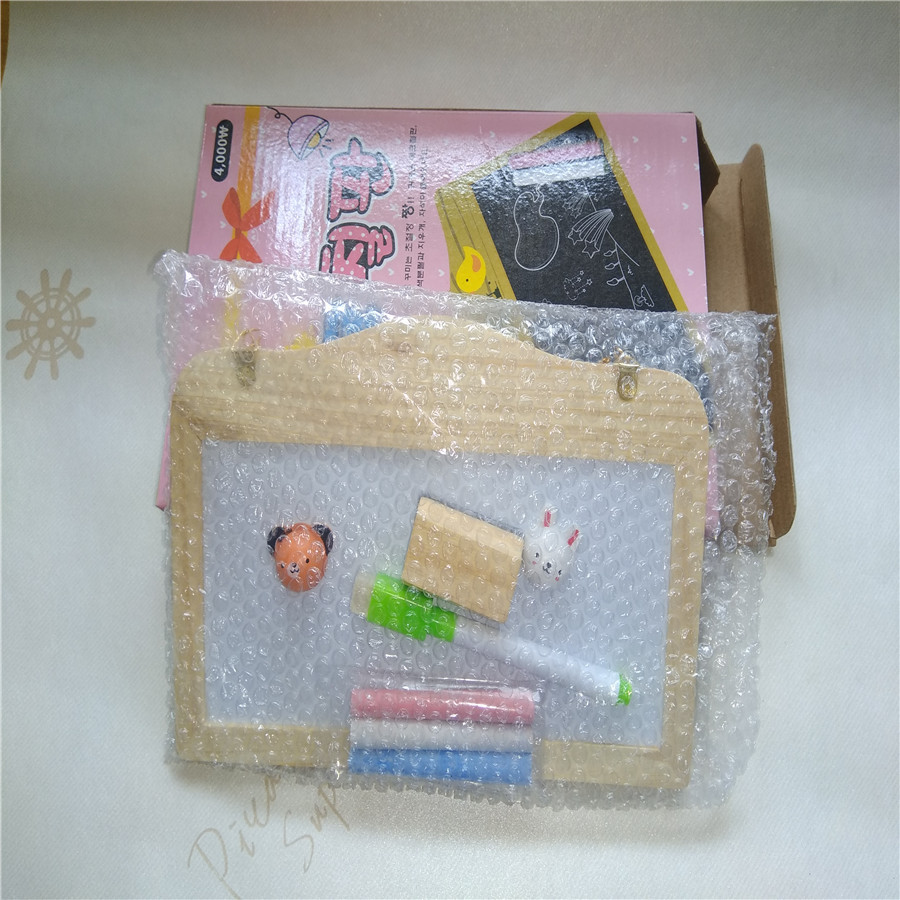 双面黑白板木工艺木制挂链白板黑板外贸卡通盒装门挂磁性留言批发