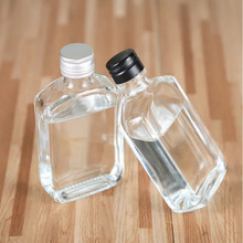 厂家现货批发透明蒙砂密封玻璃空瓶100ml可印制logo 小白扁酒瓶