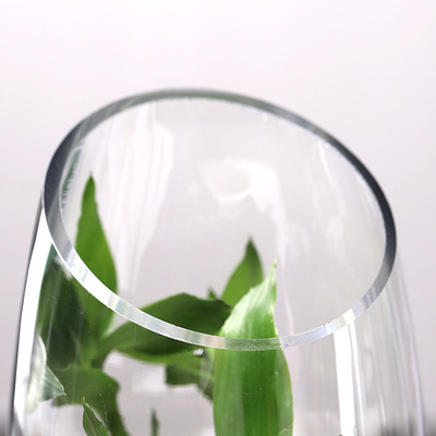 斜口花瓶简约玻璃透明落地摆件客厅餐桌水竹富贵竹干花插花饰品|ms