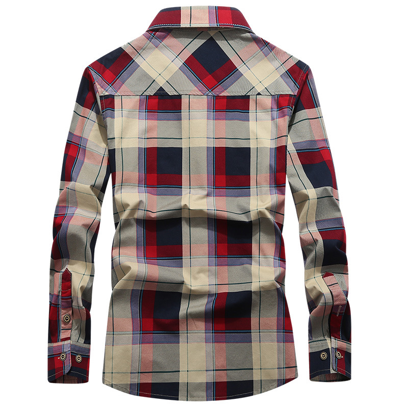 2019 transfronteriza de los hombres de primavera y otoño de manga larga de los hombres Camisa de algodón casual a cuadros más tamaño camisa suelta hombres