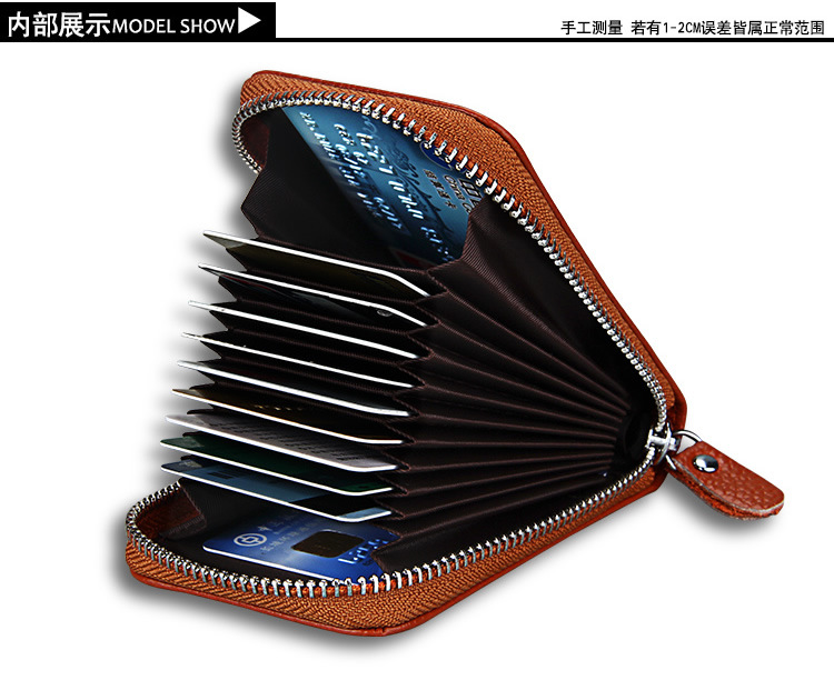 60g Weight Zipper Closure Type Business Occasion Genuine leather Material Solid Color Pattern Unisex Gender Coffee, Royal Blue, Orange, Dark Blue, Pink, Purple, Red, Green, Yellow, Black Color Unisex Solid Color Genuine Leather Coffee Royal Blue Orange Zipper Card Holders 8
