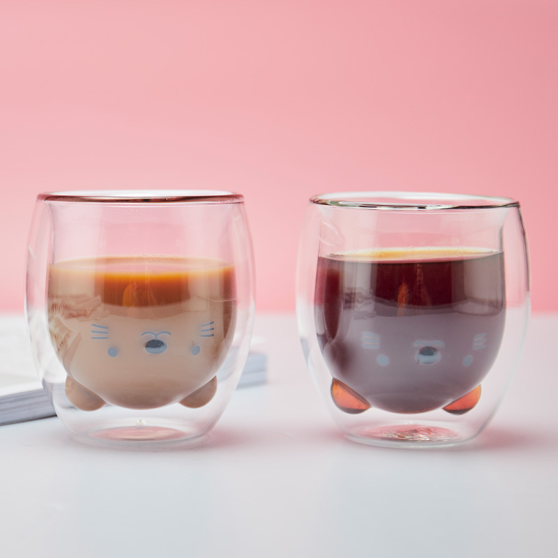 empire DG-130 Double glass European Couples Cup Transparent cup heat insulation literature coffee kitten