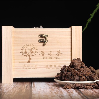 紫煌普洱茶熟茶老茶頭雲南特産5-10年大葉種古樹茶木盒裝 1000g