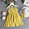 Summer clothing, dress, children's skirt, lace hat sleevless, 2021 collection, floral print