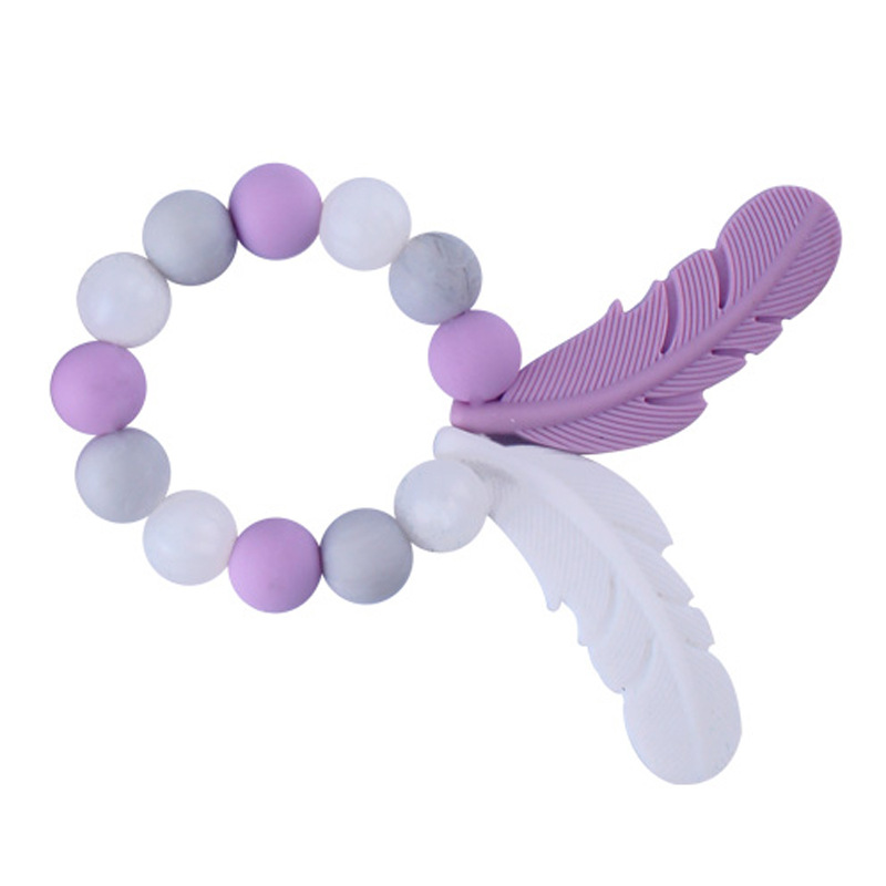 Bebé suministros silicona teether bebé pluma dibujos animados silicona juguete teether chupete Silicona