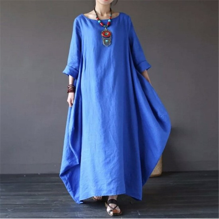 Women plus size dresses Loose size cotton linen dress