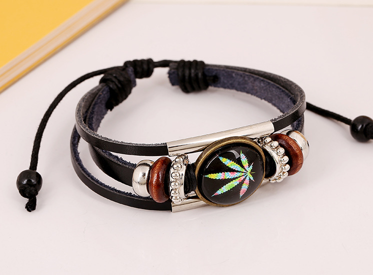 Nueva Pulsera De Cuero Tejido Con Cuentas De Joyería display picture 1