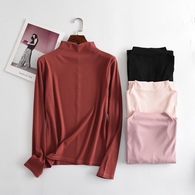 冬季新款德绒高领发热保暖T恤高领打底衫加厚发暖长袖女|ru