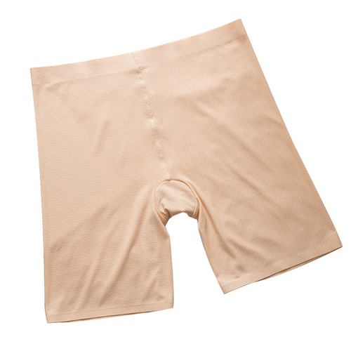 High-waisted breathable hole safety pant for women, seamless underwear base layer, summer anti-wolf pants, plus size 160 pounds, ice silk underwear