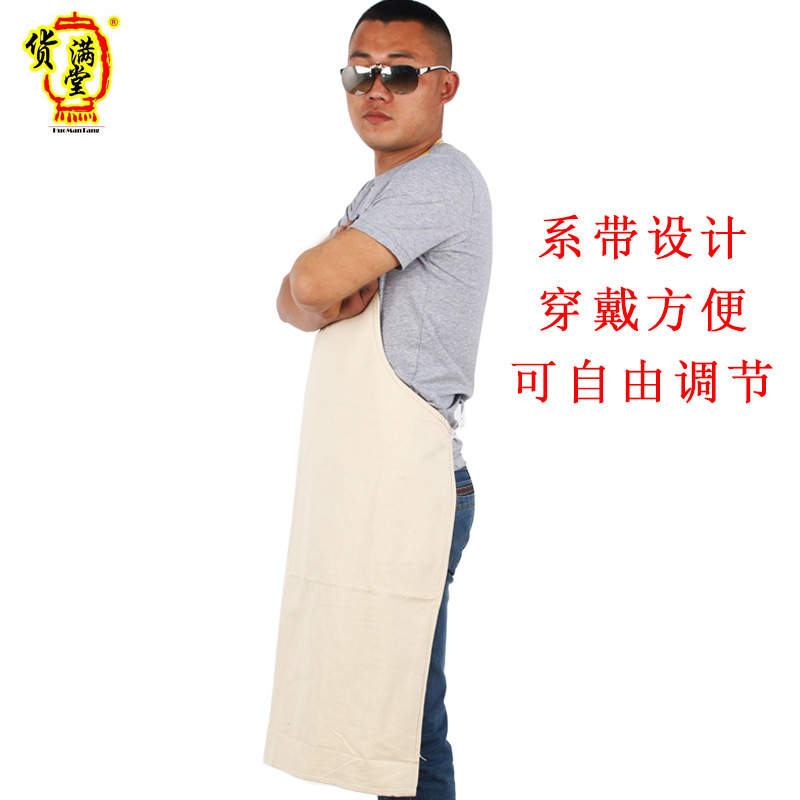 White canvas protective apron, oil-resistant, heat-insulating, sparks splash-proof, thick canvas apron, dust-proof.