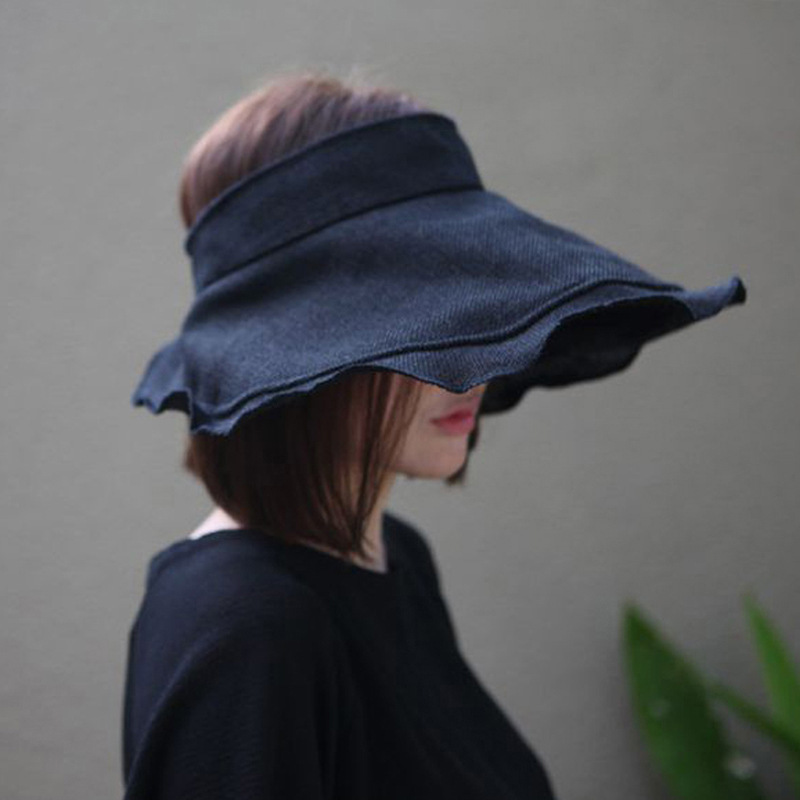 韩版春夏季日遮阳帽子女轻便可折叠防紫无线防晒空顶棉麻太阳帽子