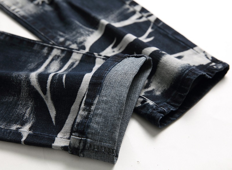 Men's Clothing Retro Denim Jeans For Men Distressed Color Blocking Stretch American Style Supply_viptrois.com