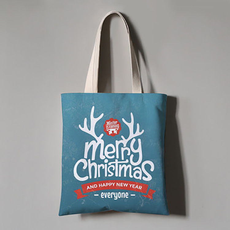 圣诞帆布手提袋定复活节棉布购物袋印花帆布袋来图做LOGO外贸同款