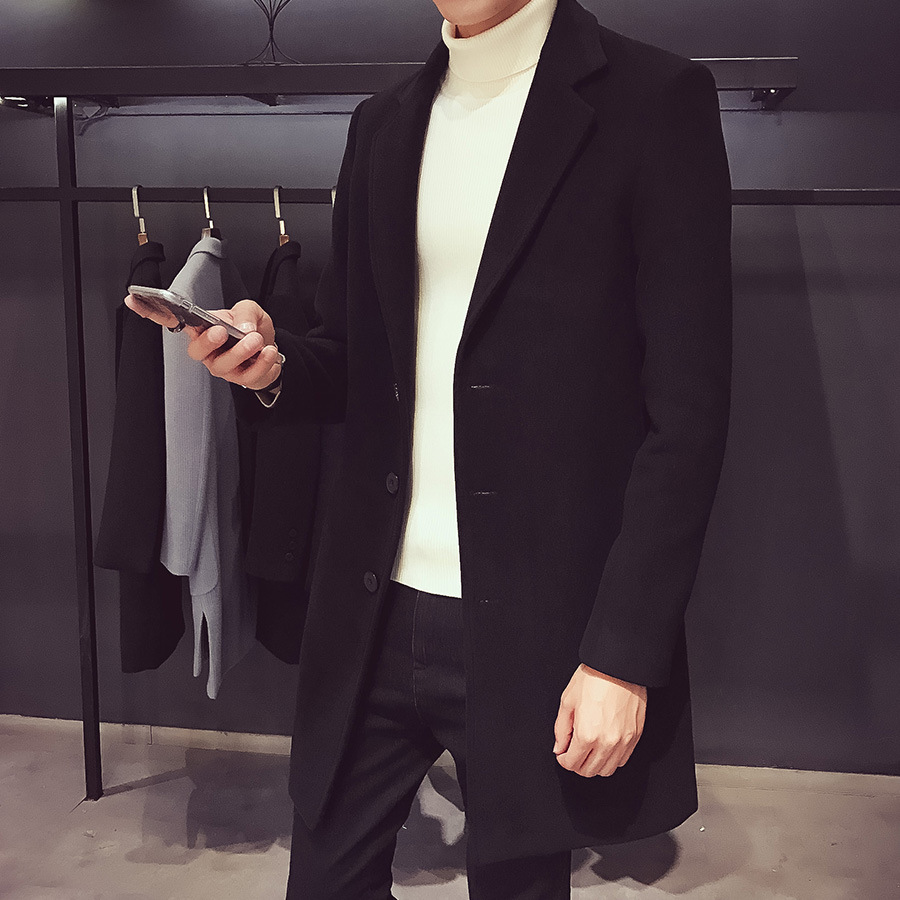 Gabardina de los Hombres estilo coreano otoño e invierno abrigo de lana de longitud media abrigo de lana 2022 nuevos hombres de Moda Ropa de otoño