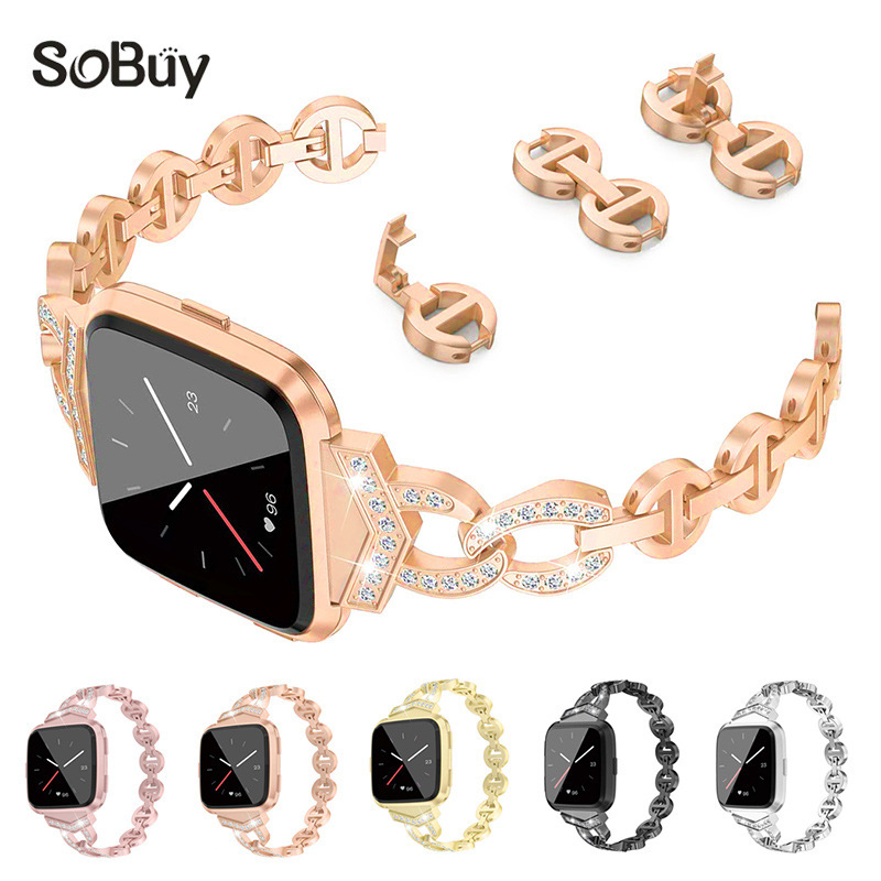 fitbit versa Sense 2 watch stainless steel metal strap versa 2/3/4 VO diamond chain fitbit versa Sense 2 watch stainless steel metal strap versa 2/3/4 VO diamond chain