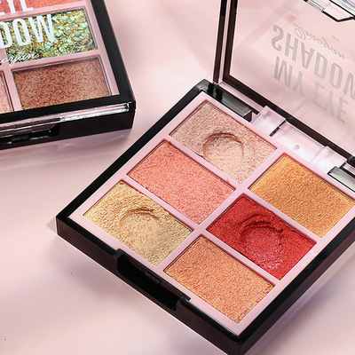 俏艳六色国货彩妆眼影盘亮片土豆泥制珠光哑光大地色眼影1943|ms