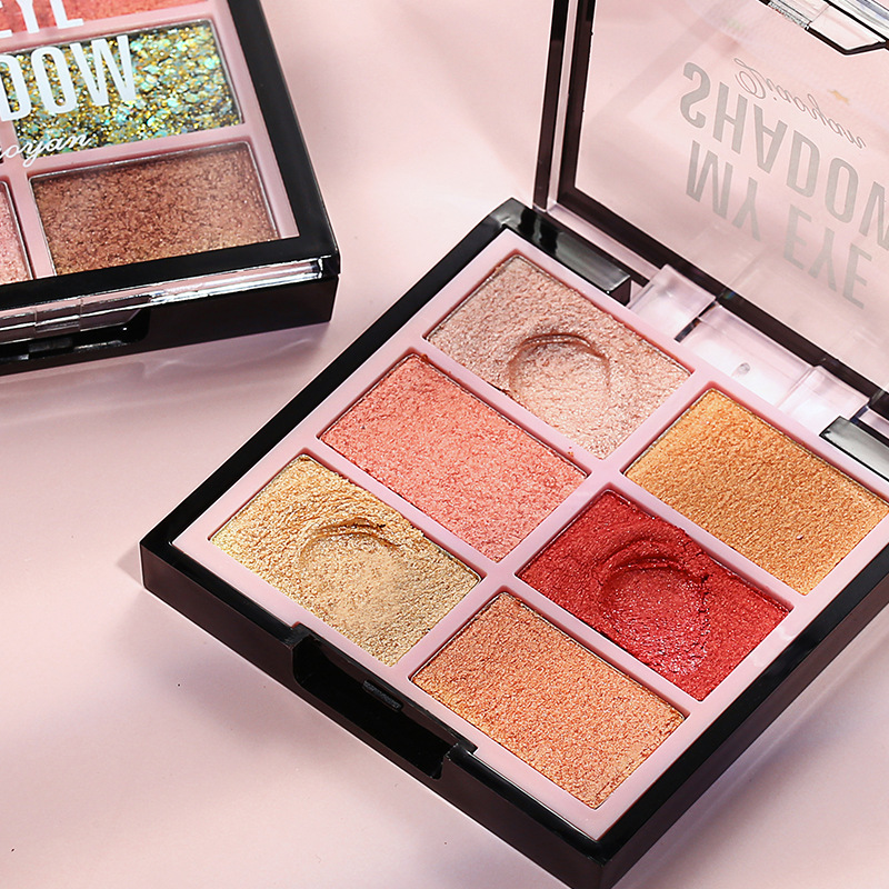 俏艳六色国货彩妆眼影盘亮片土豆泥制珠光哑光大地色眼影1943|ms