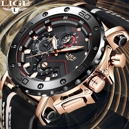 LIGE cross-border exclusive quartz watch calendar multi-functional waterproof watch chronograph
