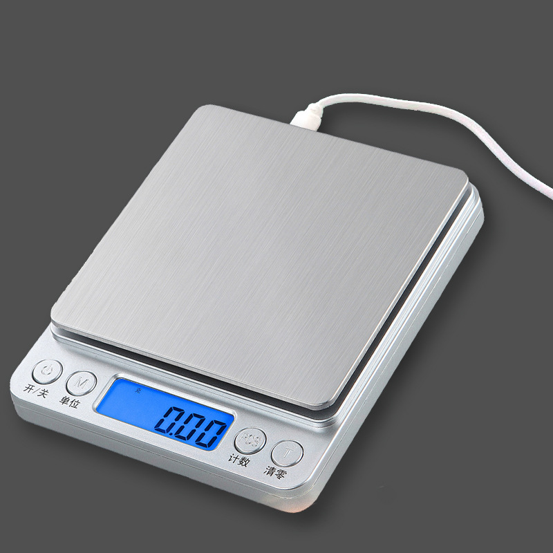 Manufactor wholesale Rechargeable Electronic scale Stainless steel Chinese I2000 Jewelry says high-precision Kitchen Electronic Scale