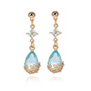 Accessory, golden copper multicoloured earrings, glossy crystal, pendant, Amazon, 750 sample gold