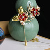 Brooch, Hanfu from pearl, accessory, sweater, pin lapel pin, Chinese style, flowered, gold and silver