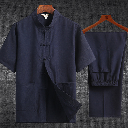 Chinese tang suit shirt for male Tang suit short sleeve suit men Hanfu