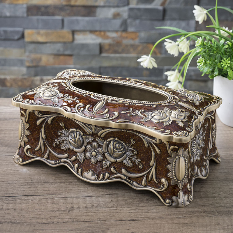 Metal originality Retro rose Large Tissue box European-style living room Restaurant TOILET household Tissue box wholesale