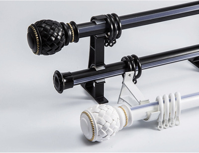 Northern Europe Rome bar curtain rod black Single pole Double pole track Pole Punch holes aluminium alloy thickening