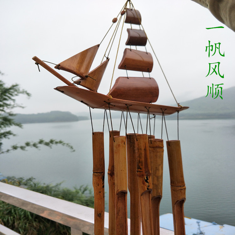 Retro Bamboo tube Chinese style Wind chime Pendants originality Wind chime manual make Home Furnishing hotel decorate Fengshui Wind chime