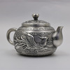 Silver bracelet, teapot, carved high-end tea set, dragon and phoenix