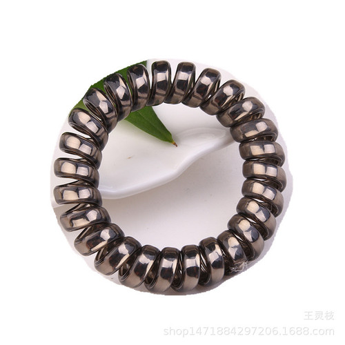 Bright silver phone cord hair band jewelry metallic hair rope headwear hair accessories rubber band foreign trade wholesale electroplating color bracelet